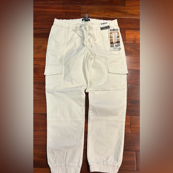 Rewash Pants - NWT-Rewash White Utility Cargo Jogger Pants-Comfort Stretch Athleisure